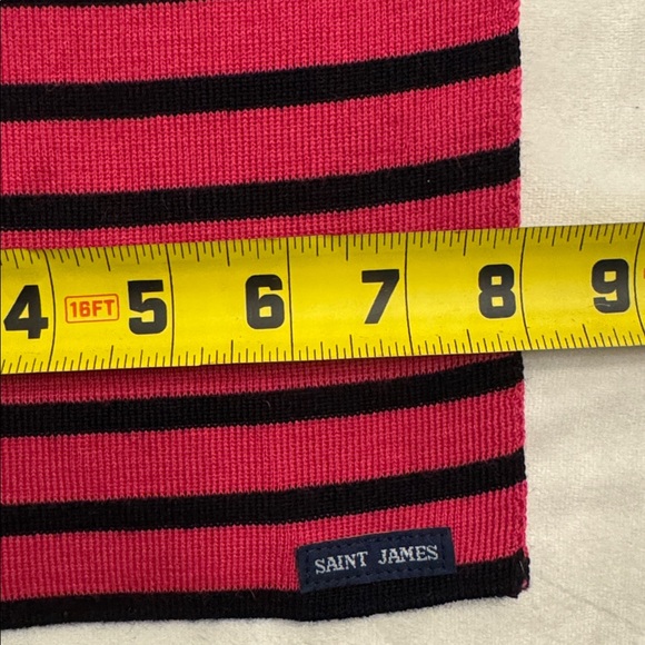 Saint James Bold Pink and Navy Striped Scarf - Picture 3 of 4